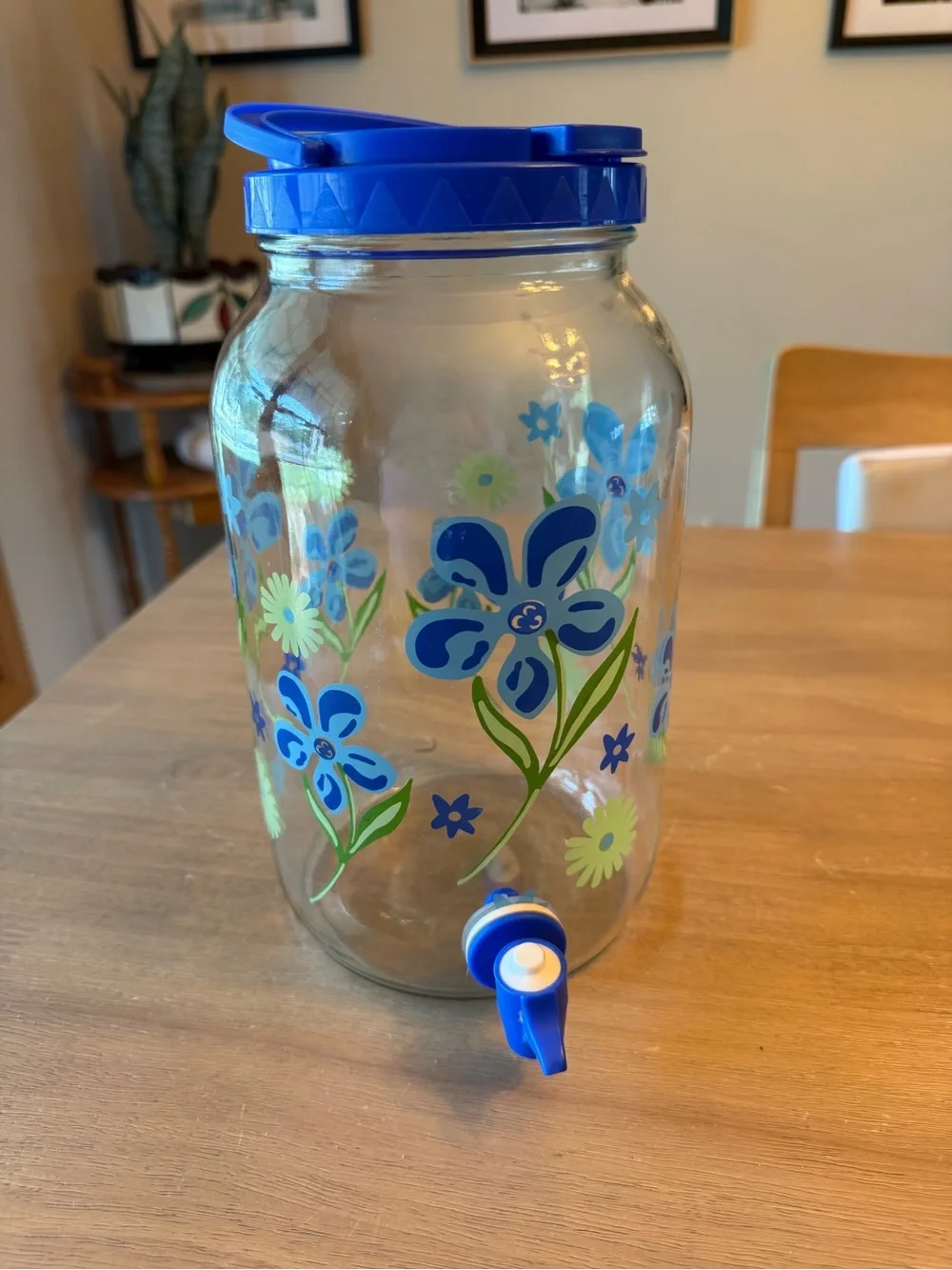 Vintage glass sun tea retro floral glass dispenser with lid